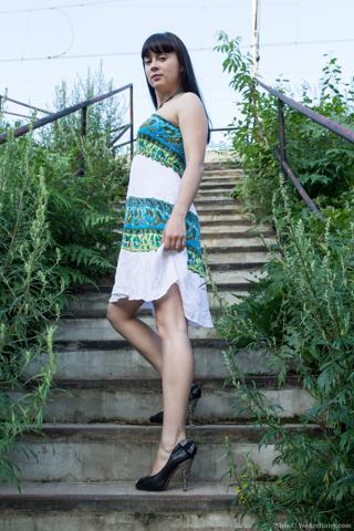 Nina in We Are Hairy set Hairy girl Nina poses in the tall grass