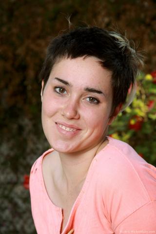 Barb in We Are Hairy set Barb spreads her pale legs outside