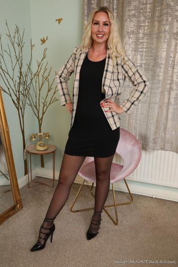 Lala Star in Only Secretaries set Little Black Dress Black Stockings