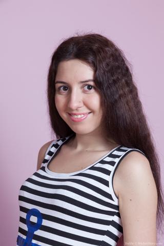 Dalila in We Are Hairy set Dalila masturbates on her purple sofa